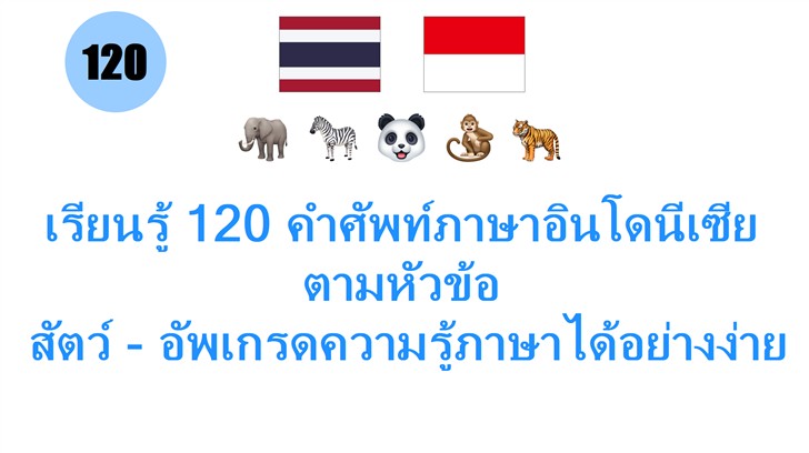 เรียนรู้ 120 คำศัพท์ภาษาอินโดนีเซีย ตามหัวข้อ: สัตว์ - อัพเกรดความรู้ภาษาได้อย่างง่ายดาย เรียนรู้ 120 คำศัพท์ภาษาอินโดนีเซีย ตามหัวข้อ: สัตว์ - อัพเกรดความรู้ภาษาได้อย่างง่ายดาย